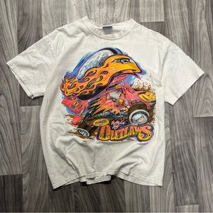 Distressed 90s World of Outlaws Racing white t